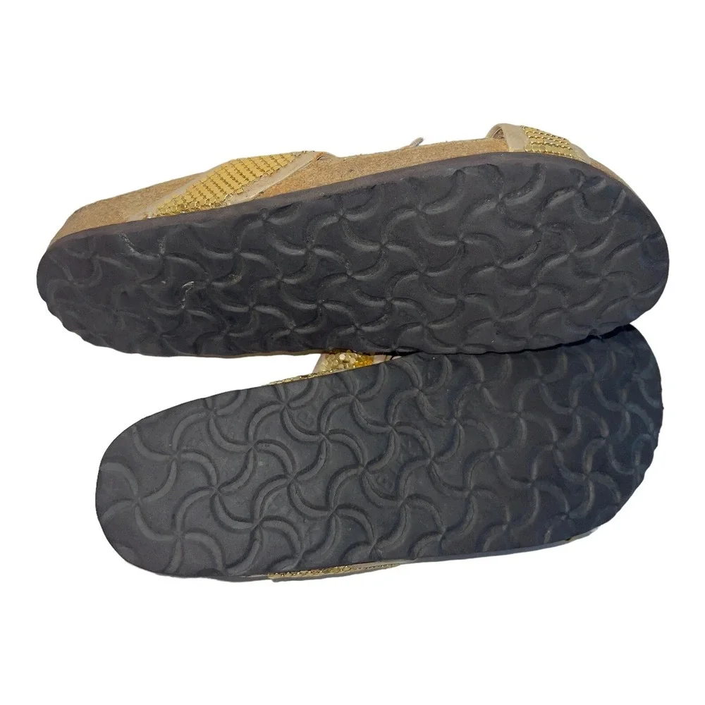 TATAMI Birkenstock Women's Gold Beaded Criss-Cross Strap Sandals Size 9 EU 40